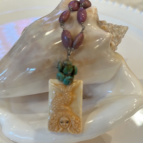 Mermaid Pendant Semi Precious Beaded Choker New With Tags - Picture 8 of 11